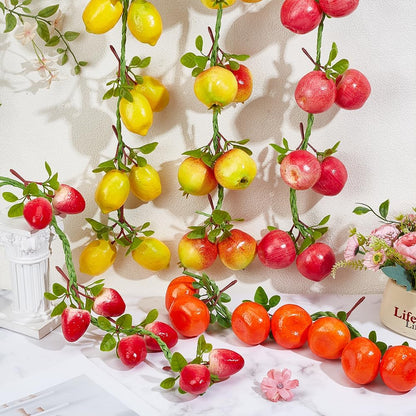 5 Styles Fruits Artificial Fake Hanging Banner Lemon Pomegranate Apple Orange Strawberry Garland Plant Decor for Wedding Backdrop Thanksgiving Day Christmas Party Sukkot Decoration