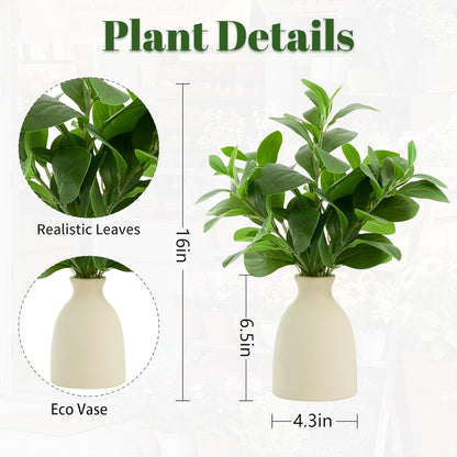 16" Artificial Eucalyptus Stems Potted Plant Indoor Fake Plants