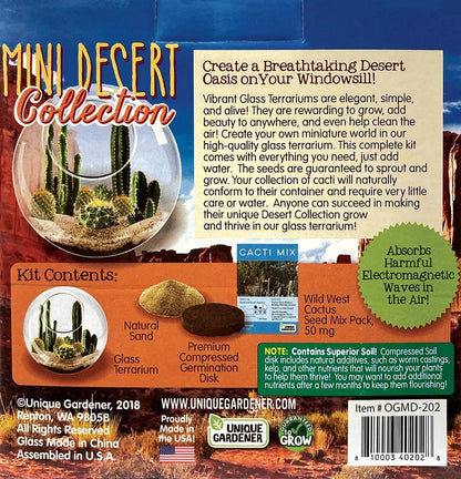 Cactus Succulent Glass Terrarium Starter Kit from - Grow Your Own Indoor Desert Terrariums - Includes Live Cacti Plants and Easy Setup with Complete Terrarium Supplies