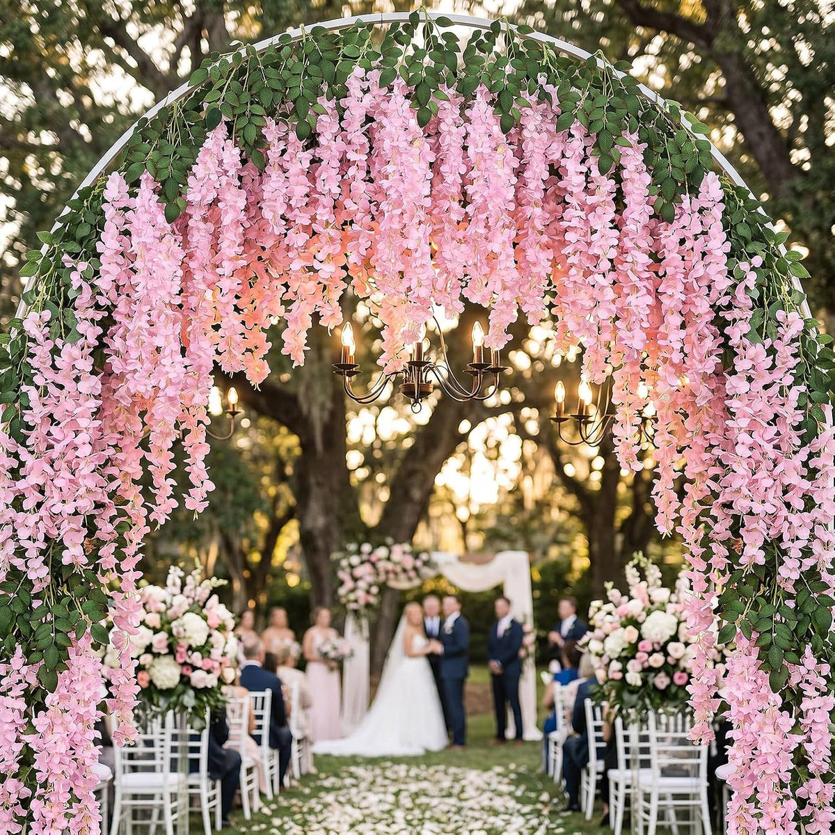 26 Pcs 3D Wisteria Tree for Classroom Room Ceiling Wall Decor Bulletin Board Large Wisteria Garland with 5 Metal Mesh Panel Artificial Fake Hanging Flower Wedding Backdrop(Purple)