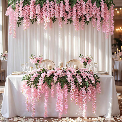 26 Pcs 3D Wisteria Tree for Classroom Room Ceiling Wall Decor Bulletin Board Large Wisteria Garland with 5 Metal Mesh Panel Artificial Fake Hanging Flower Wedding Backdrop(Purple)