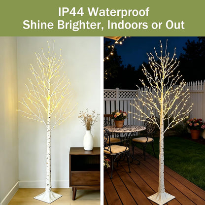 6FT Lighted Birch Tree with Timer, Total 520 LED Tree Lights