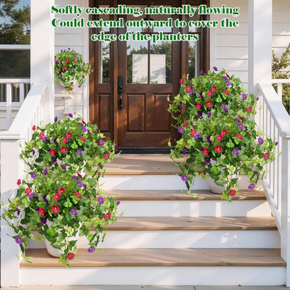 3 Pcs Artificial Flowers for Outdoors UV Resistant Fake Ivy Plants Greenery Faux Silk Daisy Flowers for Outside Planters Garden Porch Window Box Balcony Summer Home Decor (Rose Red,Pink)