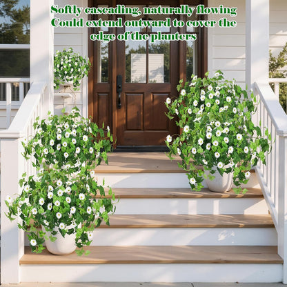 3 Pcs Artificial Flowers for Outdoors UV Resistant Fake Ivy Plants Greenery Faux Silk Daisy Flowers for Outside Planters Garden Porch Window Box Balcony Summer Home Decor (Rose Red,Pink)