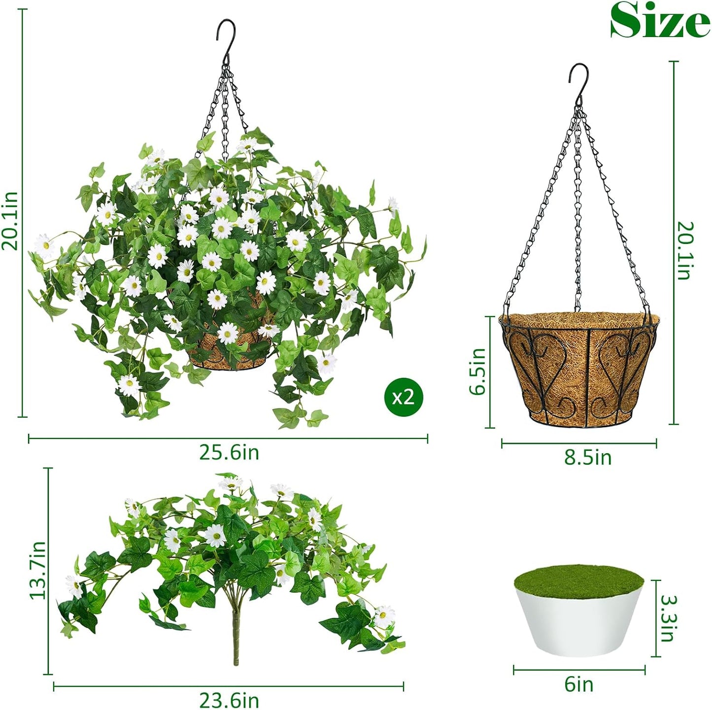 3 Pcs Artificial Flowers for Outdoors UV Resistant Fake Ivy Plants Greenery Faux Silk Daisy Flowers for Outside Planters Garden Porch Window Box Balcony Summer Home Decor (Rose Red,Pink)