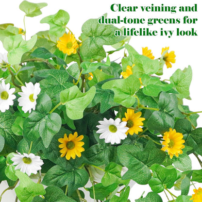 3 Pcs Artificial Flowers for Outdoors UV Resistant Fake Ivy Plants Greenery Faux Silk Daisy Flowers for Outside Planters Garden Porch Window Box Balcony Summer Home Decor (Rose Red,Pink)