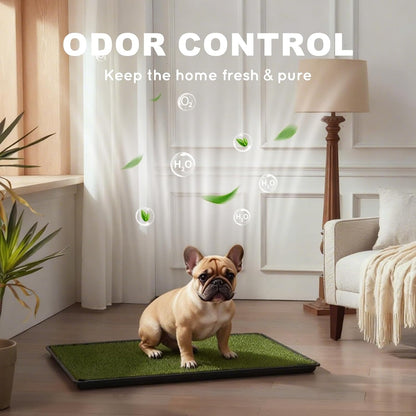 HQ4US Dog Grass Pad with Tray, Odor Free Grass Pee Pad for Dog Litter Box