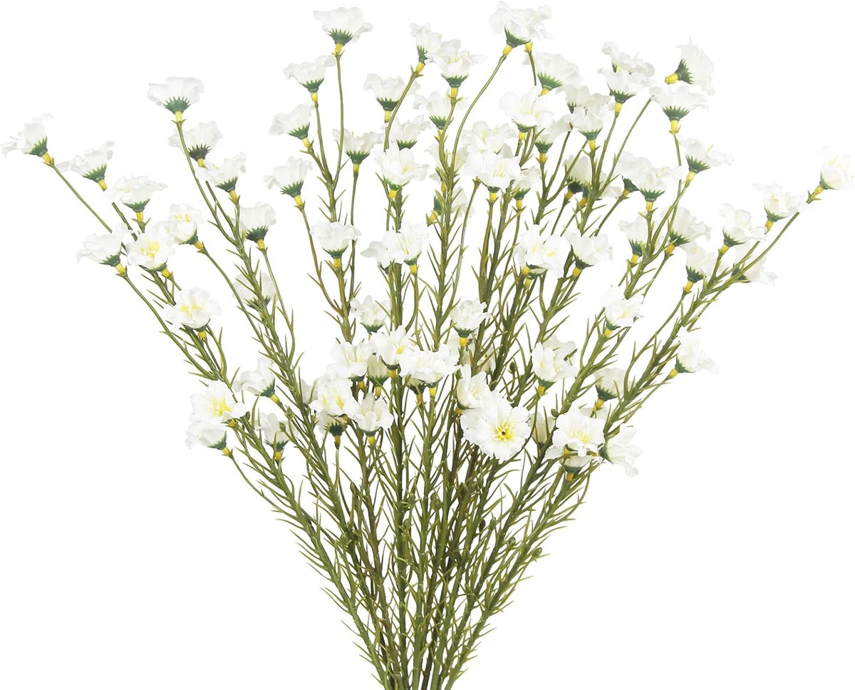 10 Pcs Artificial Wildflowers with Stems Bulk Silk Spring Flowers 21 Inch Fake Forsythia Branches White Faux Wildflowers Floral Arrangements for Home Decor Indoor Outdoor Wedding Centerpieces