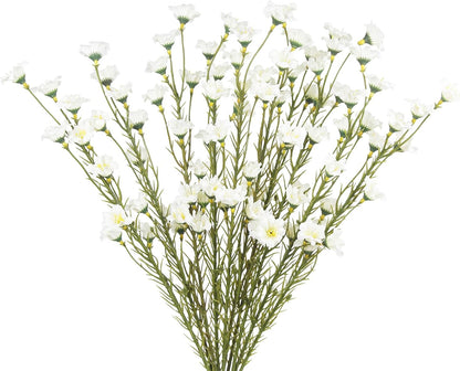 10 Pcs Artificial Wildflowers with Stems Bulk Silk Spring Flowers 21 Inch Fake Forsythia Branches White Faux Wildflowers Floral Arrangements for Home Decor Indoor Outdoor Wedding Centerpieces