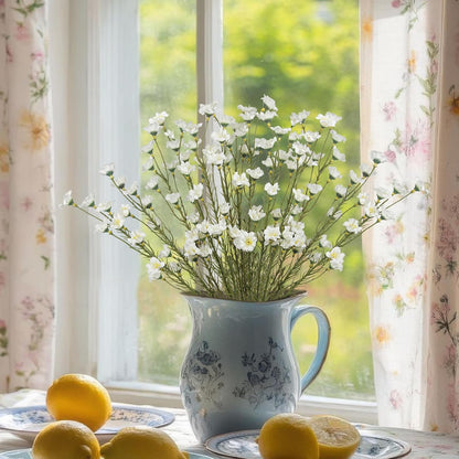 10 Pcs Artificial Wildflowers with Stems Bulk Silk Spring Flowers 21 Inch Fake Forsythia Branches White Faux Wildflowers Floral Arrangements for Home Decor Indoor Outdoor Wedding Centerpieces