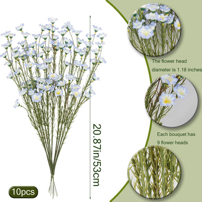 10 Pcs Artificial Wildflowers with Stems Bulk Silk Spring Flowers 21 Inch Fake Forsythia Branches White Faux Wildflowers Floral Arrangements for Home Decor Indoor Outdoor Wedding Centerpieces