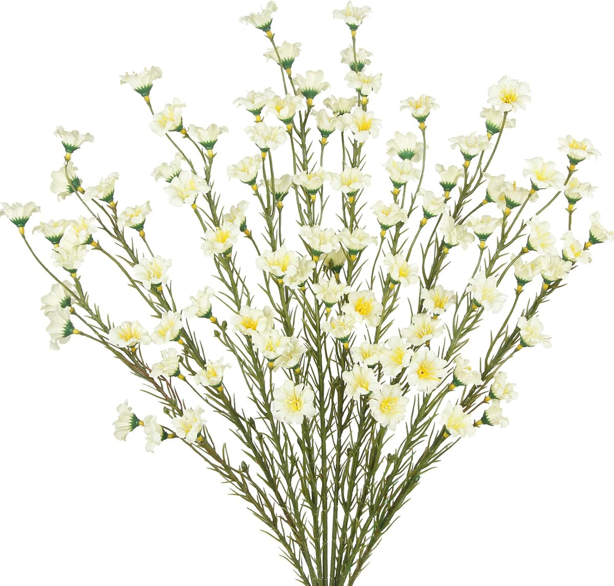 10 Pcs Artificial Wildflowers with Stems Bulk Silk Spring Flowers 21 Inch Fake Forsythia Branches White Faux Wildflowers Floral Arrangements for Home Decor Indoor Outdoor Wedding Centerpieces