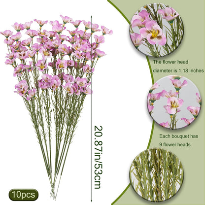 10 Pcs Artificial Wildflowers with Stems Bulk Silk Spring Flowers 21 Inch Fake Forsythia Branches White Faux Wildflowers Floral Arrangements for Home Decor Indoor Outdoor Wedding Centerpieces