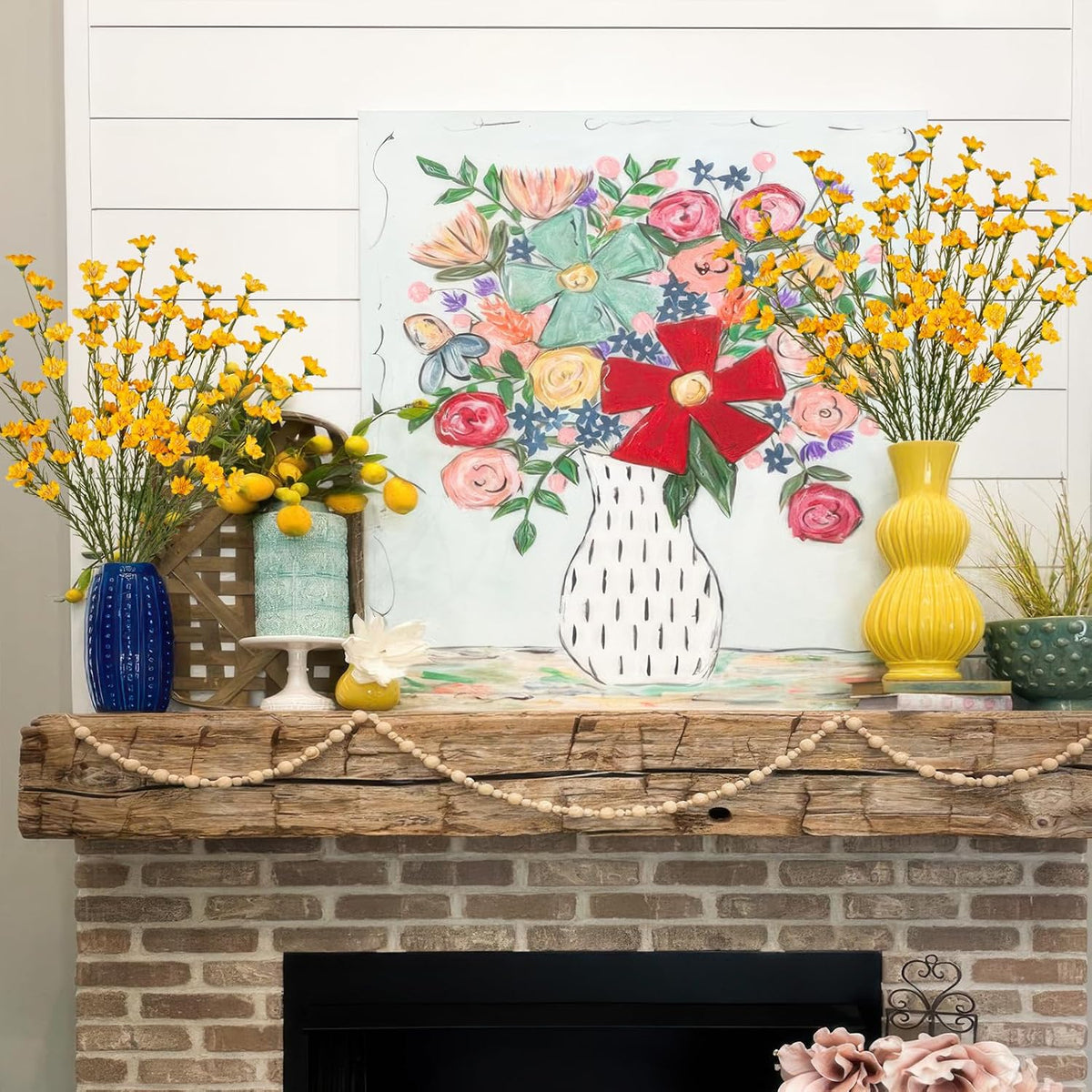 10 Pcs Artificial Wildflowers with Stems Bulk Silk Spring Flowers 21 Inch Fake Forsythia Branches White Faux Wildflowers Floral Arrangements for Home Decor Indoor Outdoor Wedding Centerpieces