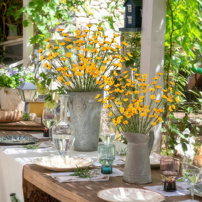 10 Pcs Artificial Wildflowers with Stems Bulk Silk Spring Flowers 21 Inch Fake Forsythia Branches White Faux Wildflowers Floral Arrangements for Home Decor Indoor Outdoor Wedding Centerpieces