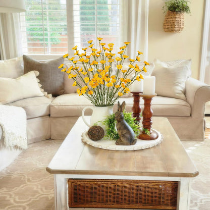 10 Pcs Artificial Wildflowers with Stems Bulk Silk Spring Flowers 21 Inch Fake Forsythia Branches White Faux Wildflowers Floral Arrangements for Home Decor Indoor Outdoor Wedding Centerpieces
