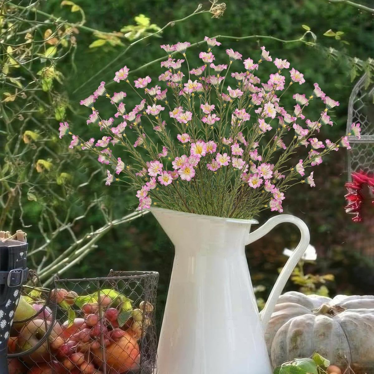 10 Pcs Artificial Wildflowers with Stems Bulk Silk Spring Flowers 21 Inch Fake Forsythia Branches White Faux Wildflowers Floral Arrangements for Home Decor Indoor Outdoor Wedding Centerpieces