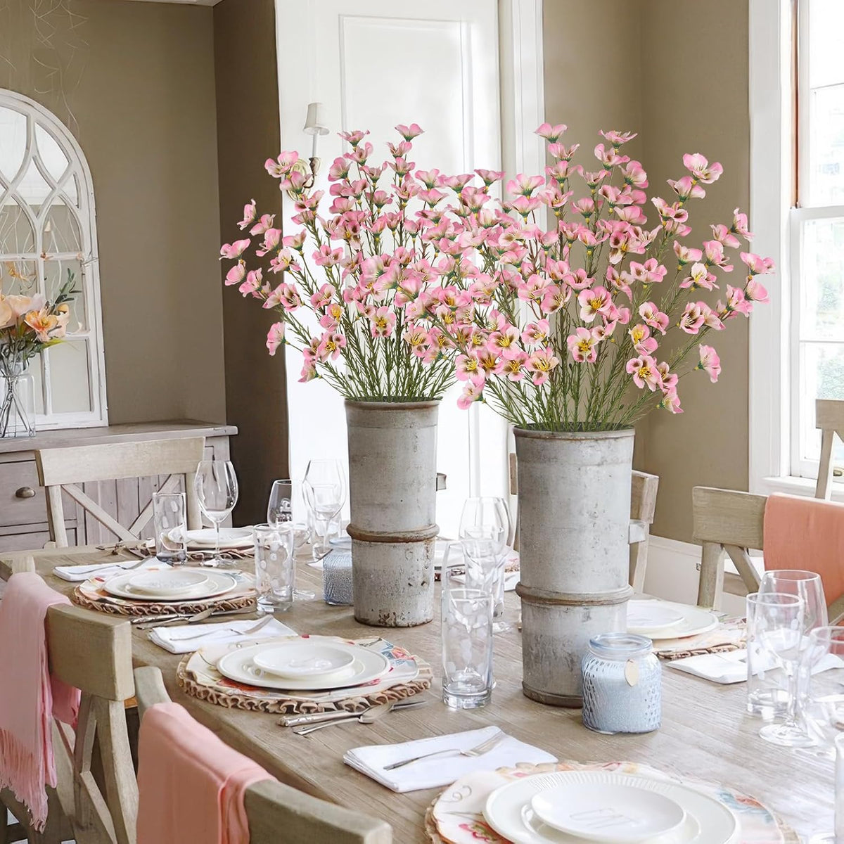 10 Pcs Artificial Wildflowers with Stems Bulk Silk Spring Flowers 21 Inch Fake Forsythia Branches White Faux Wildflowers Floral Arrangements for Home Decor Indoor Outdoor Wedding Centerpieces