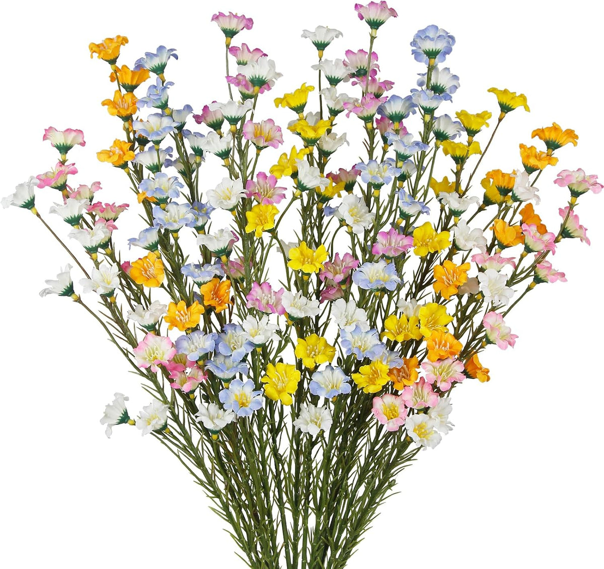 10 Pcs Artificial Wildflowers with Stems Bulk Silk Spring Flowers 21 Inch Fake Forsythia Branches White Faux Wildflowers Floral Arrangements for Home Decor Indoor Outdoor Wedding Centerpieces