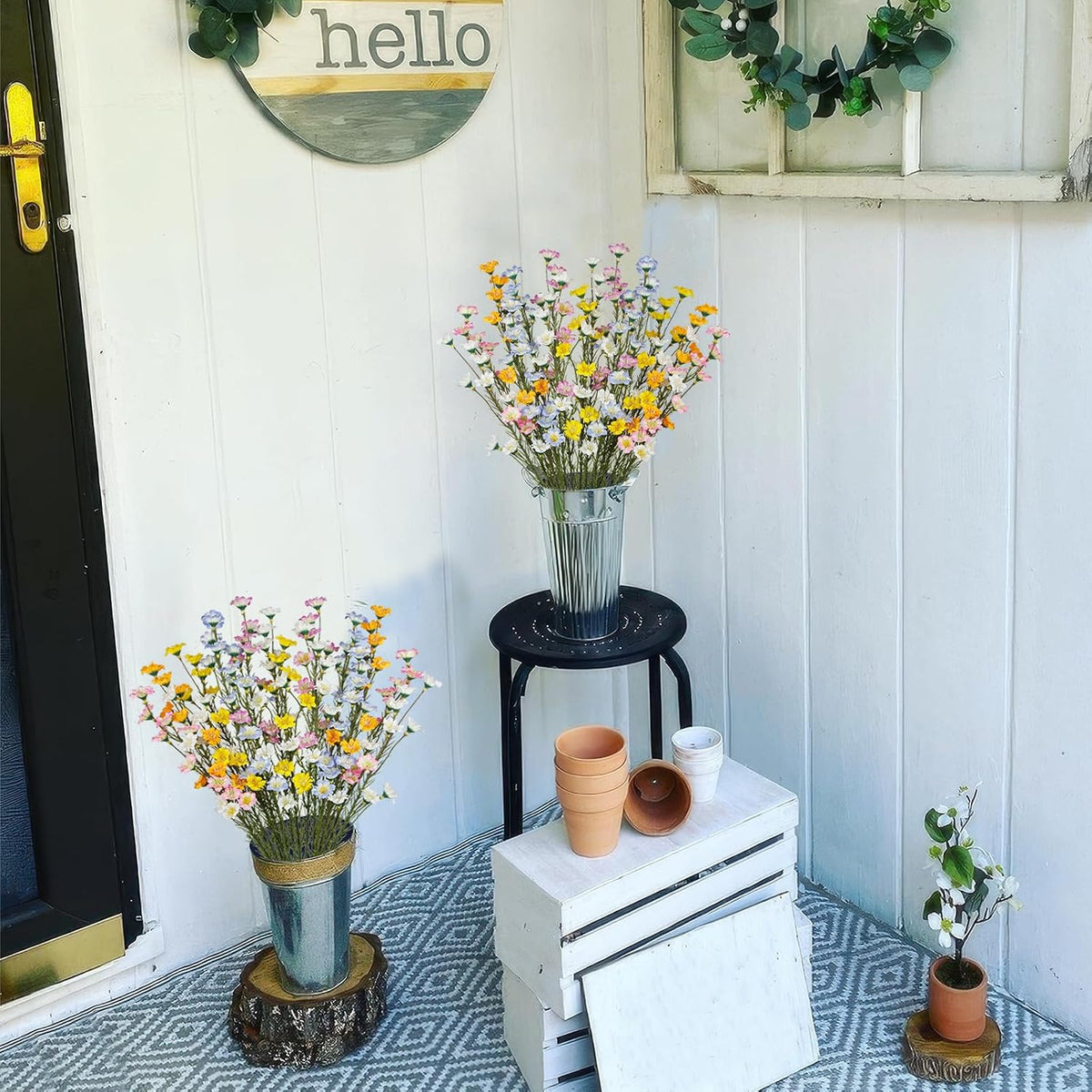 10 Pcs Artificial Wildflowers with Stems Bulk Silk Spring Flowers 21 Inch Fake Forsythia Branches White Faux Wildflowers Floral Arrangements for Home Decor Indoor Outdoor Wedding Centerpieces