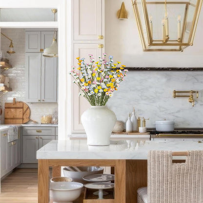 10 Pcs Artificial Wildflowers with Stems Bulk Silk Spring Flowers 21 Inch Fake Forsythia Branches White Faux Wildflowers Floral Arrangements for Home Decor Indoor Outdoor Wedding Centerpieces