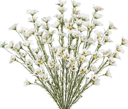 10 Pcs Artificial Wildflowers with Stems Bulk Silk Spring Flowers 21 Inch Fake Forsythia Branches White Faux Wildflowers Floral Arrangements for Home Decor Indoor Outdoor Wedding Centerpieces