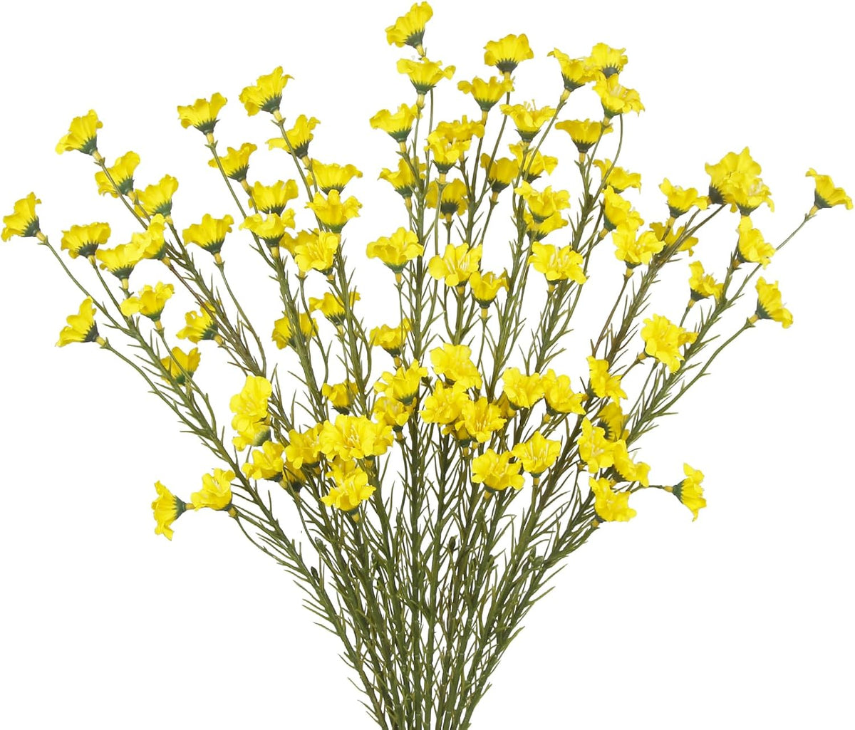 10 Pcs Artificial Wildflowers with Stems Bulk Silk Spring Flowers 21 Inch Fake Forsythia Branches White Faux Wildflowers Floral Arrangements for Home Decor Indoor Outdoor Wedding Centerpieces