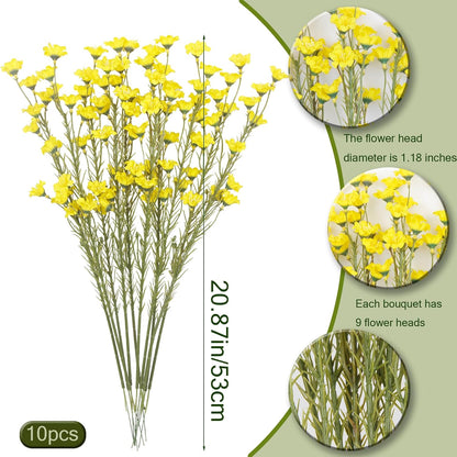 10 Pcs Artificial Wildflowers with Stems Bulk Silk Spring Flowers 21 Inch Fake Forsythia Branches White Faux Wildflowers Floral Arrangements for Home Decor Indoor Outdoor Wedding Centerpieces