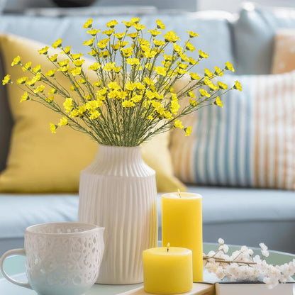 10 Pcs Artificial Wildflowers with Stems Bulk Silk Spring Flowers 21 Inch Fake Forsythia Branches White Faux Wildflowers Floral Arrangements for Home Decor Indoor Outdoor Wedding Centerpieces