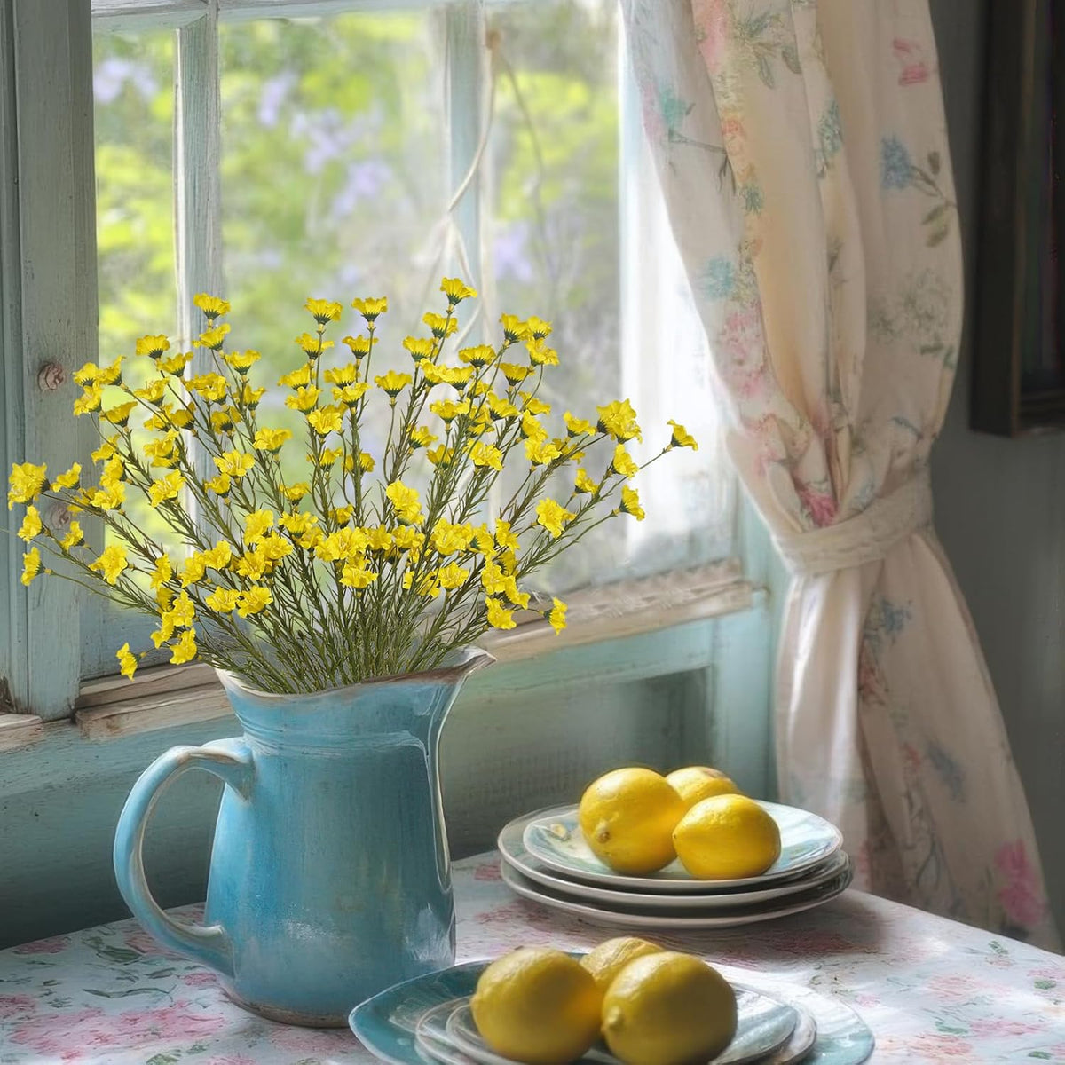 10 Pcs Artificial Wildflowers with Stems Bulk Silk Spring Flowers 21 Inch Fake Forsythia Branches White Faux Wildflowers Floral Arrangements for Home Decor Indoor Outdoor Wedding Centerpieces