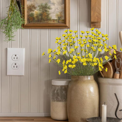 10 Pcs Artificial Wildflowers with Stems Bulk Silk Spring Flowers 21 Inch Fake Forsythia Branches White Faux Wildflowers Floral Arrangements for Home Decor Indoor Outdoor Wedding Centerpieces