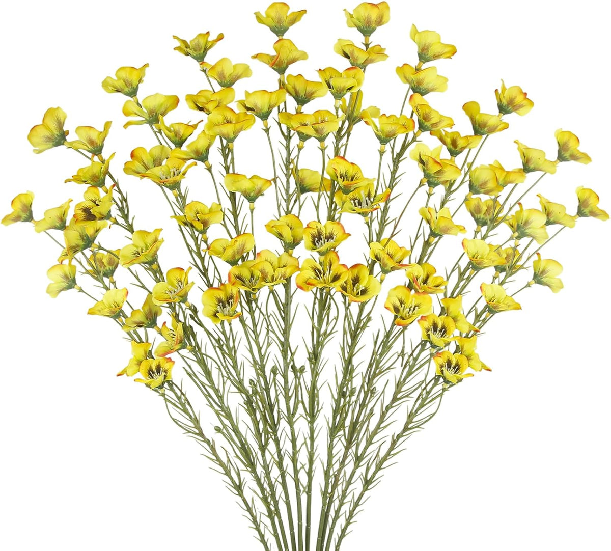 10 Pcs Artificial Wildflowers with Stems Bulk Silk Spring Flowers 21 Inch Fake Forsythia Branches White Faux Wildflowers Floral Arrangements for Home Decor Indoor Outdoor Wedding Centerpieces