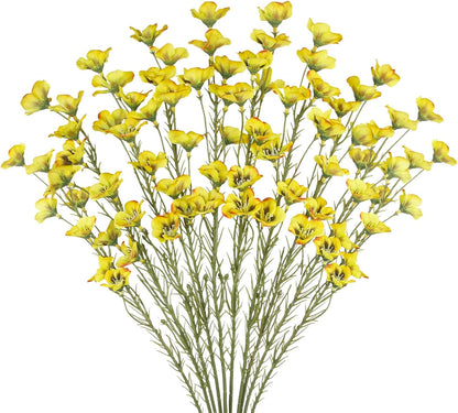 10 Pcs Artificial Wildflowers with Stems Bulk Silk Spring Flowers 21 Inch Fake Forsythia Branches White Faux Wildflowers Floral Arrangements for Home Decor Indoor Outdoor Wedding Centerpieces