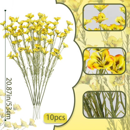 10 Pcs Artificial Wildflowers with Stems Bulk Silk Spring Flowers 21 Inch Fake Forsythia Branches White Faux Wildflowers Floral Arrangements for Home Decor Indoor Outdoor Wedding Centerpieces