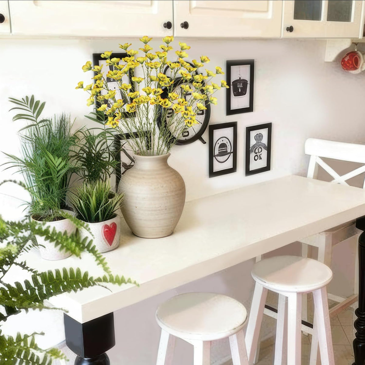 10 Pcs Artificial Wildflowers with Stems Bulk Silk Spring Flowers 21 Inch Fake Forsythia Branches White Faux Wildflowers Floral Arrangements for Home Decor Indoor Outdoor Wedding Centerpieces