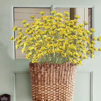 10 Pcs Artificial Wildflowers with Stems Bulk Silk Spring Flowers 21 Inch Fake Forsythia Branches White Faux Wildflowers Floral Arrangements for Home Decor Indoor Outdoor Wedding Centerpieces