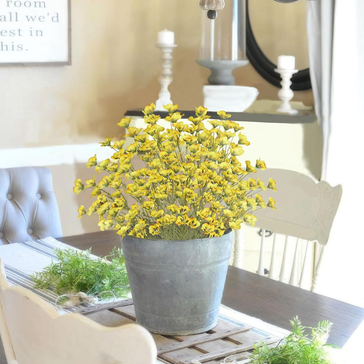 10 Pcs Artificial Wildflowers with Stems Bulk Silk Spring Flowers 21 Inch Fake Forsythia Branches White Faux Wildflowers Floral Arrangements for Home Decor Indoor Outdoor Wedding Centerpieces
