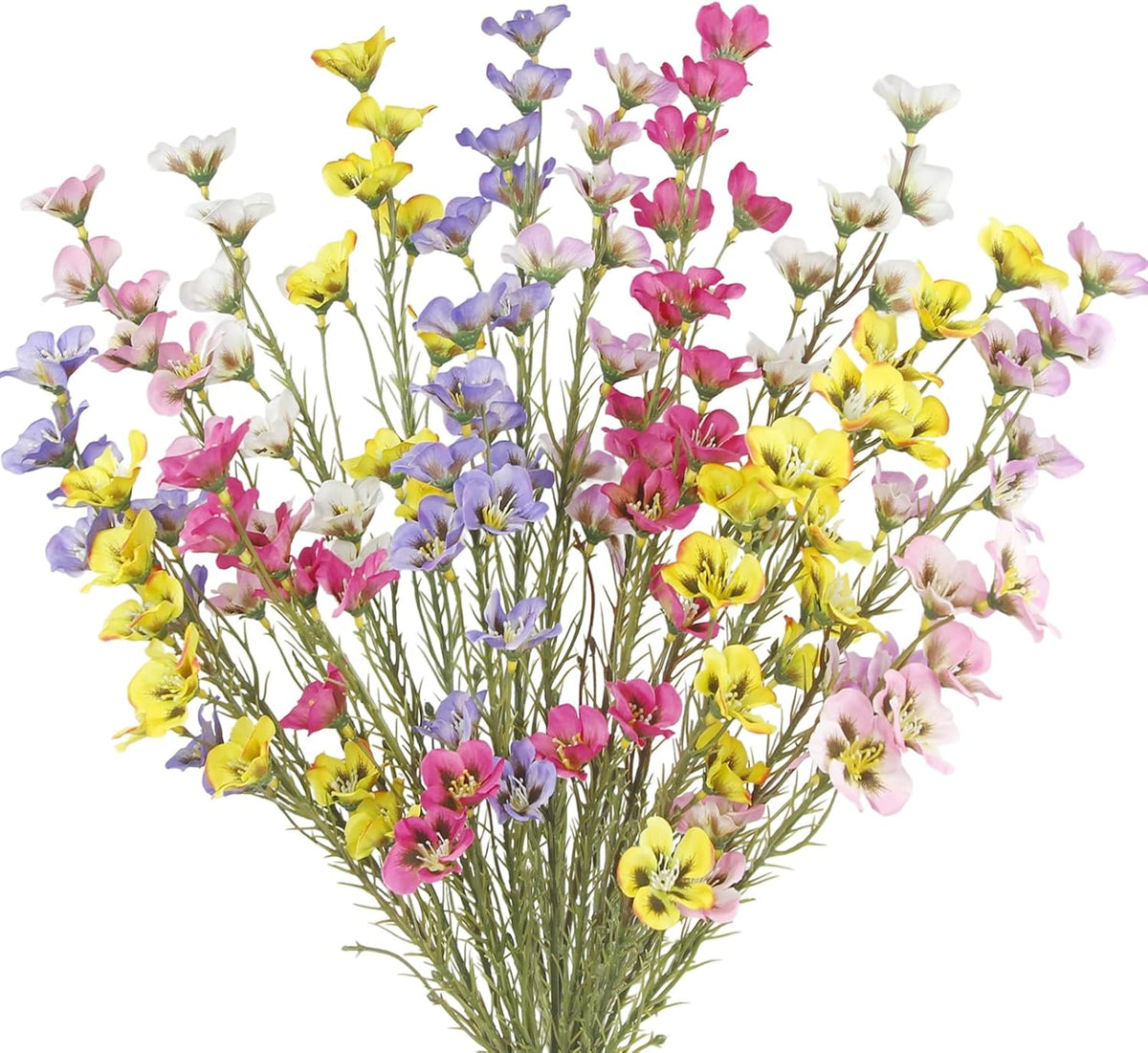 10 Pcs Artificial Wildflowers with Stems Bulk Silk Spring Flowers 21 Inch Fake Forsythia Branches White Faux Wildflowers Floral Arrangements for Home Decor Indoor Outdoor Wedding Centerpieces
