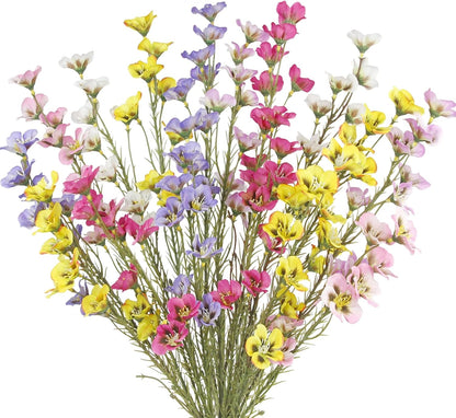10 Pcs Artificial Wildflowers with Stems Bulk Silk Spring Flowers 21 Inch Fake Forsythia Branches White Faux Wildflowers Floral Arrangements for Home Decor Indoor Outdoor Wedding Centerpieces