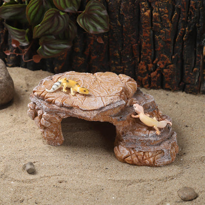 Turtle Basking Climbing Platform Aquarium Fish Tank Ornament Reptile Climbing Ramp Decorations for Salamanders Amphibians Newts, Terrace Tortoise Resting - SandyBrown