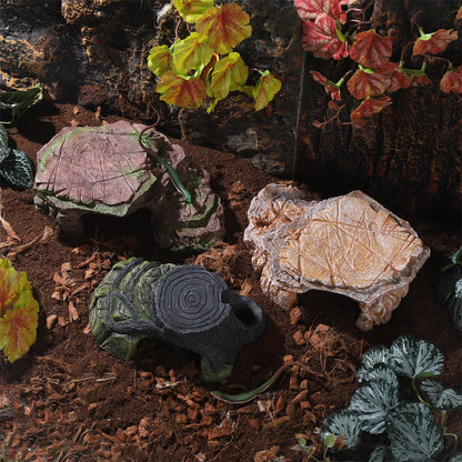 Turtle Basking Climbing Platform Aquarium Fish Tank Ornament Reptile Climbing Ramp Decorations for Salamanders Amphibians Newts, Terrace Tortoise Resting - SandyBrown