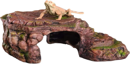 Turtle Basking Climbing Platform Aquarium Fish Tank Ornament Reptile Climbing Ramp Decorations for Salamanders Amphibians Newts, Terrace Tortoise Resting - SandyBrown