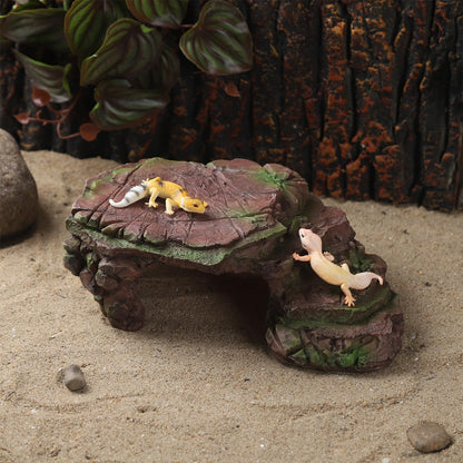 Turtle Basking Climbing Platform Aquarium Fish Tank Ornament Reptile Climbing Ramp Decorations for Salamanders Amphibians Newts, Terrace Tortoise Resting - SandyBrown