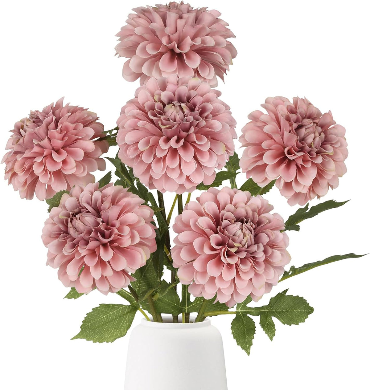 6Pcs Dahlia Artificial Flowers, 19.7" Fake Silk Dahlias Faux Flowers with Stems for DIY Wedding Centerpieces Arrangements Bridal Shower Party Home Decoration(Dusty Pink)