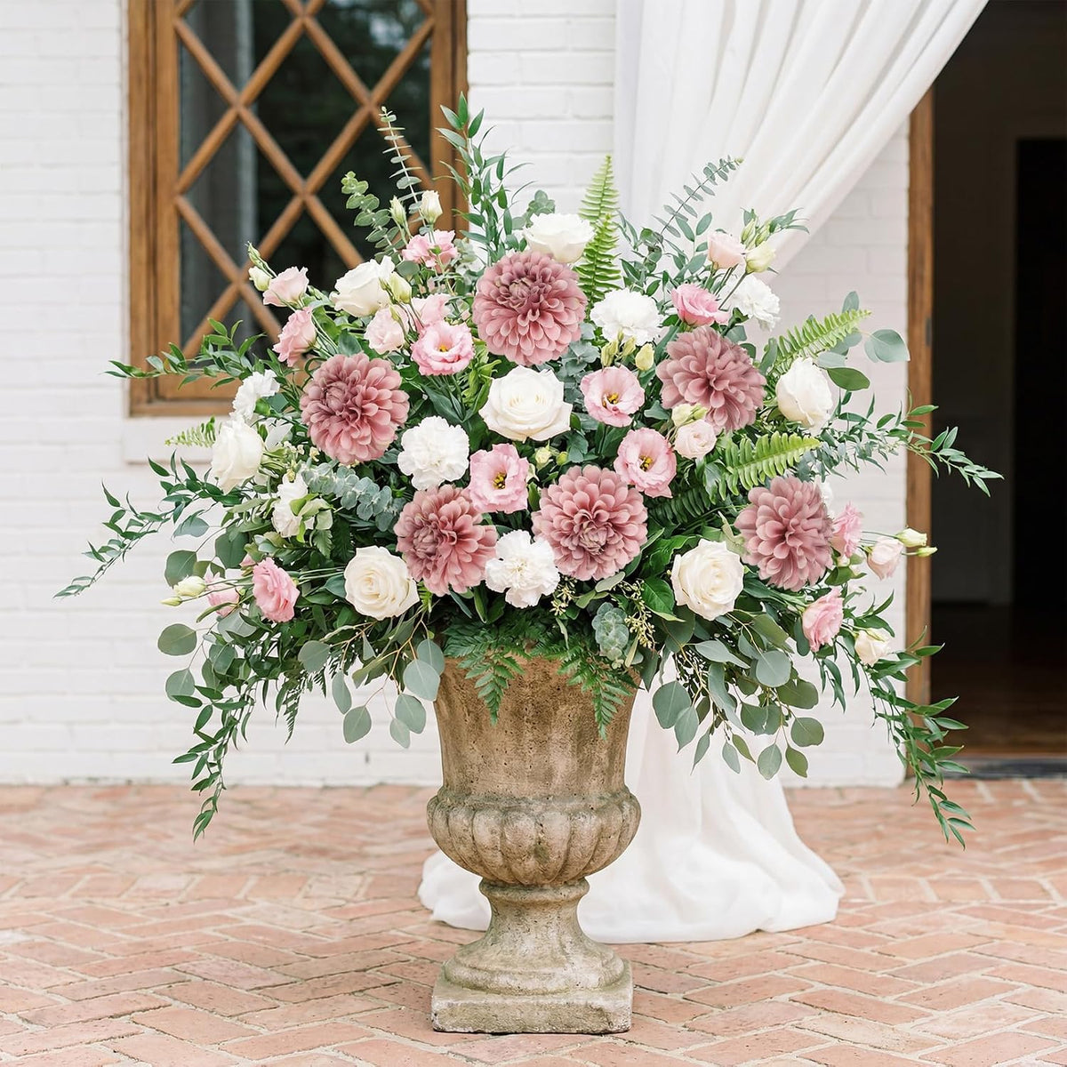 6Pcs Dahlia Artificial Flowers, 19.7" Fake Silk Dahlias Faux Flowers with Stems for DIY Wedding Centerpieces Arrangements Bridal Shower Party Home Decoration(Dusty Pink)