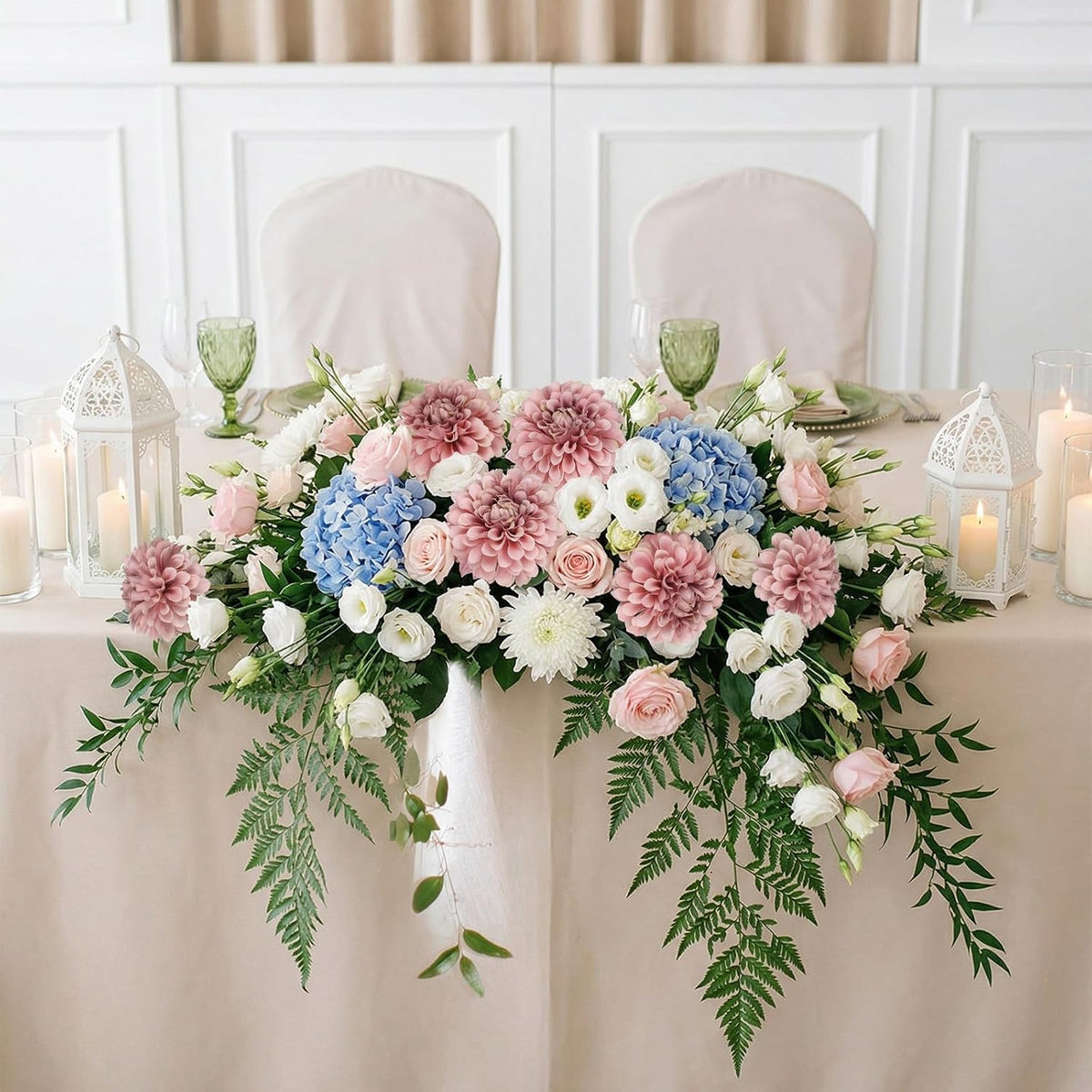 6Pcs Dahlia Artificial Flowers, 19.7" Fake Silk Dahlias Faux Flowers with Stems for DIY Wedding Centerpieces Arrangements Bridal Shower Party Home Decoration(Dusty Pink)