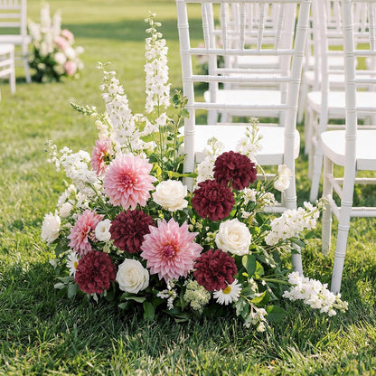 6Pcs Dahlia Artificial Flowers, 19.7" Fake Silk Dahlias Faux Flowers with Stems for DIY Wedding Centerpieces Arrangements Bridal Shower Party Home Decoration(Dusty Pink)