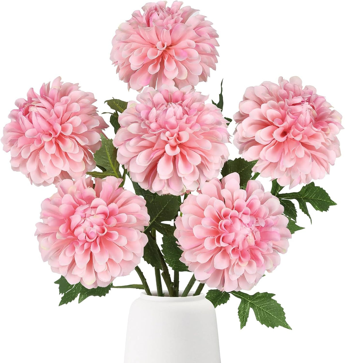 6Pcs Dahlia Artificial Flowers, 19.7" Fake Silk Dahlias Faux Flowers with Stems for DIY Wedding Centerpieces Arrangements Bridal Shower Party Home Decoration(Dusty Pink)