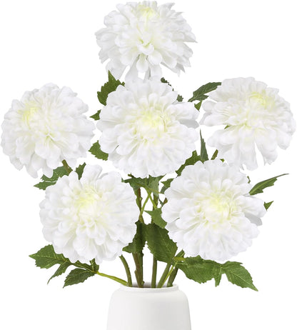 6Pcs Dahlia Artificial Flowers, 19.7" Fake Silk Dahlias Faux Flowers with Stems for DIY Wedding Centerpieces Arrangements Bridal Shower Party Home Decoration(Dusty Pink)