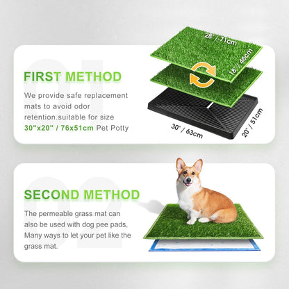 Dog Toilet Indoor Puppy Training Pad, Dog Potty Pet Training Grass Mat, Removable Waste Tray for Easier Clean Up, Artificial Turf, 25"×20"